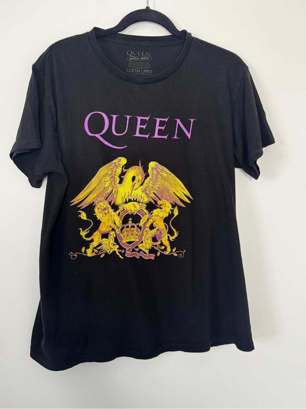 Clean Lines Queen Band Tee Concert Tour TShirt Short Sleeve Top 100% Cotton Sz L